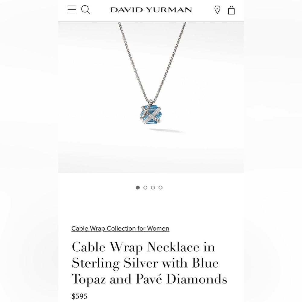 David Yurman Cable Wrap Necklace Blue Topaz and Pave Diamonds